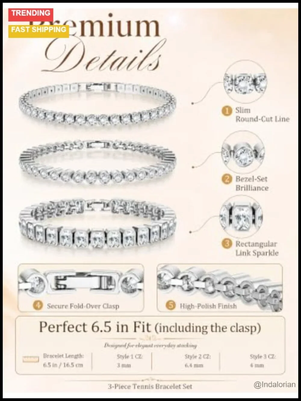 5A CZ Silver Tennis Bracelet Set Stackable 3 Piece for Women Jewelry